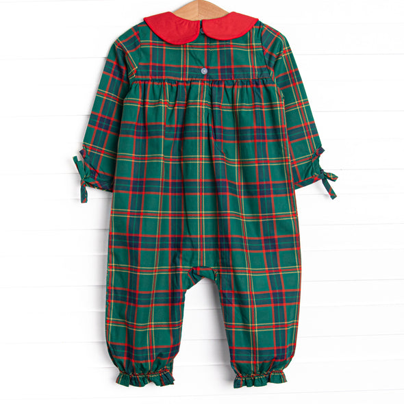 Tartan Traditions Collared Romper, Green