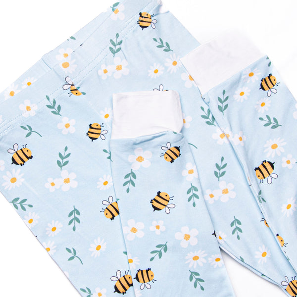 Bumble Bee Blues Bamboo Pajama Set, Blue