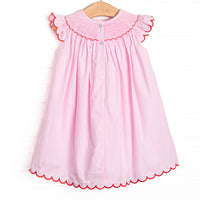 Penmanship Perfection Smocked Bishop Dress, Pink Gingham