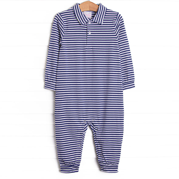 Levi Long Romper, Royal Blue Stripe