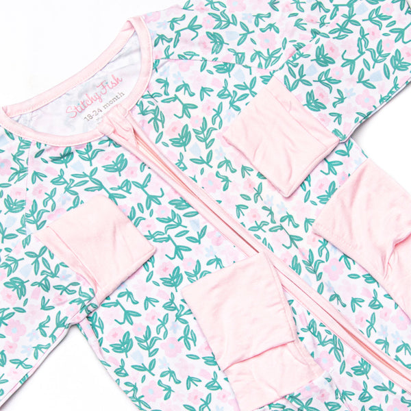 Patio Petals Bamboo Zippy Pajama, Green