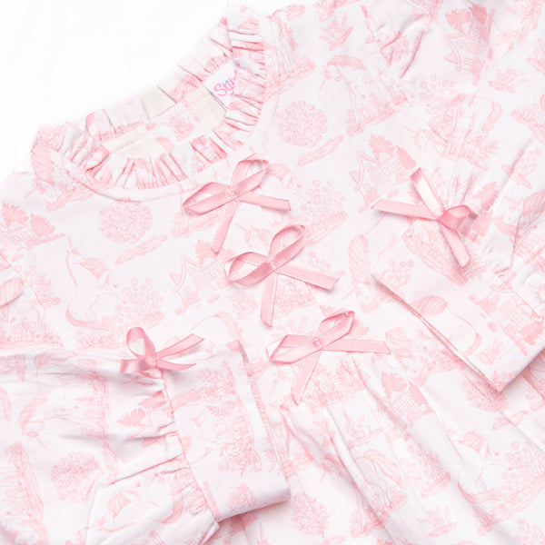 Fabled Fairytale Ruffle Neck Long Sleeve Dress, Pink