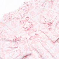 Fabled Fairytale Ruffle Neck Long Sleeve Bubble, Pink