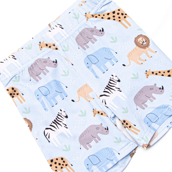 Safari Summer Bamboo Pajama Short Set, Blue
