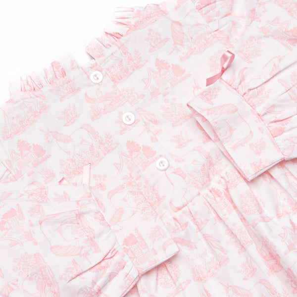 Fabled Fairytale Ruffle Neck Long Sleeve Dress, Pink