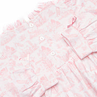 Fabled Fairytale Ruffle Neck Long Sleeve Bloomer Set, Pink