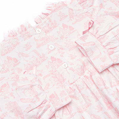 Fabled Fairytale Ruffle Neck Long Sleeve Bubble, Pink