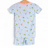 Flower Bed Blooms Bamboo Pajama Short Set, Blue