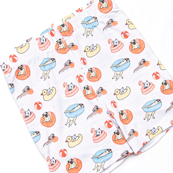 Pool Day Pooch Bamboo Pajama Short Set, Yellow