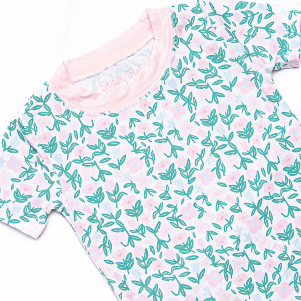 Patio Petals Bamboo Pajama Short Set, Green