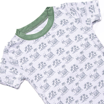 Pacific Palms Bamboo Pajama Short Sleeve Set, Green