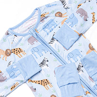 Safari Summer Bamboo Zippy Pajama, Blue