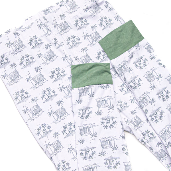 Pacific Palms Bamboo Pajama Short Sleeve Set, Green