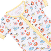 Pool Day Pooch Bamboo Short Zippy Pajama, Yellow