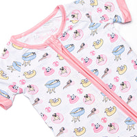 Pool Day Pooch Bamboo Short Zippy Pajama, Pink
