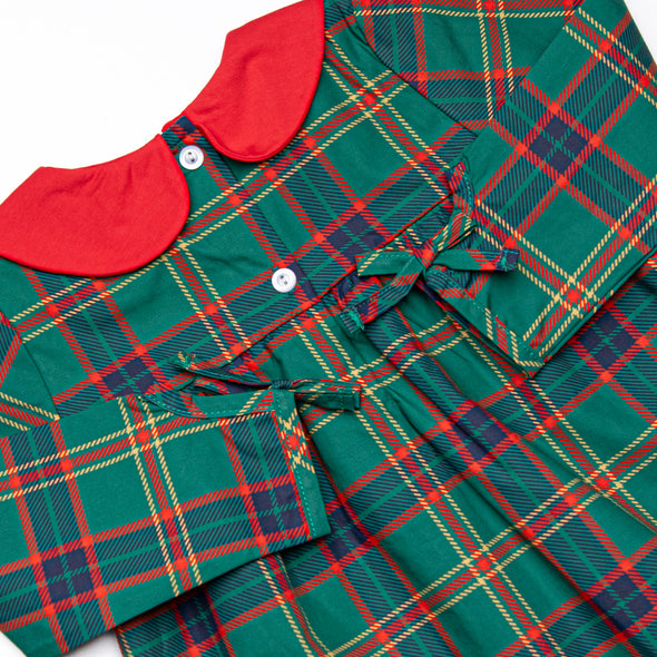 Tartan Traditions Collared Romper, Green