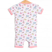 Pool Day Pooch Bamboo Short Zippy Pajama, Pink