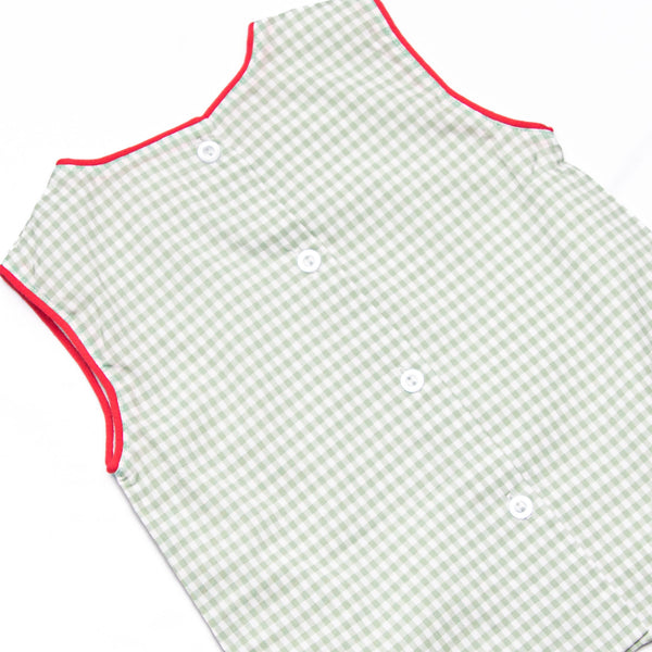 Grade School Gingham Applique Diaper Set, Green