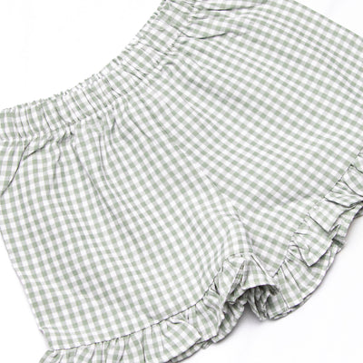 Preparatory Patch Applique Ruffle Short Set, Green