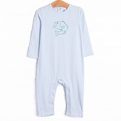 Clear Lake Catch Romper, Blue