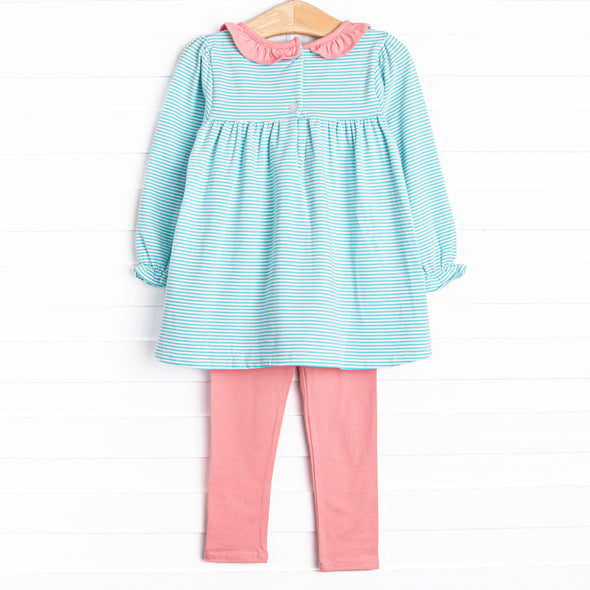 Amelia Legging Set, Pink and Mint Stripe