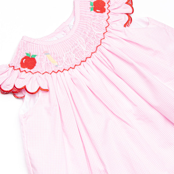 Penmanship Perfection Smocked Bishop Dress, Pink Gingham