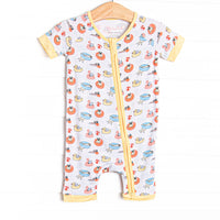 Pool Day Pooch Bamboo Short Zippy Pajama, Yellow