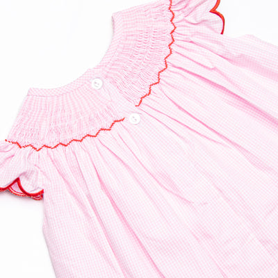 Penmanship Perfection Smocked Bishop Dress, Pink Gingham
