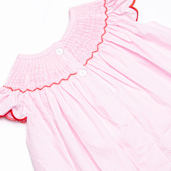 Penmanship Perfection Smocked Bishop Dress, Pink Gingham