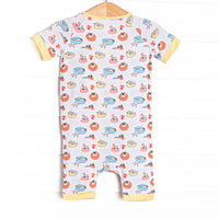Pool Day Pooch Bamboo Short Zippy Pajama, Yellow