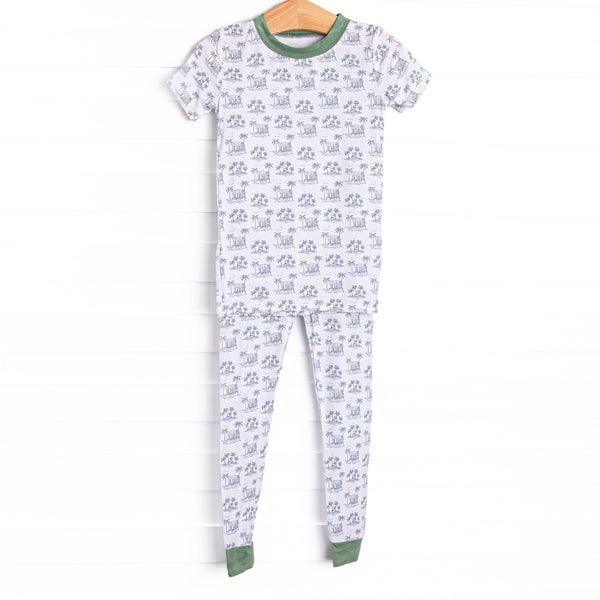 Pacific Palms Bamboo Pajama Short Sleeve Set, Green