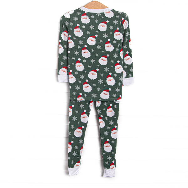 Seasonal Snowfall Bamboo Pajama Set, Green