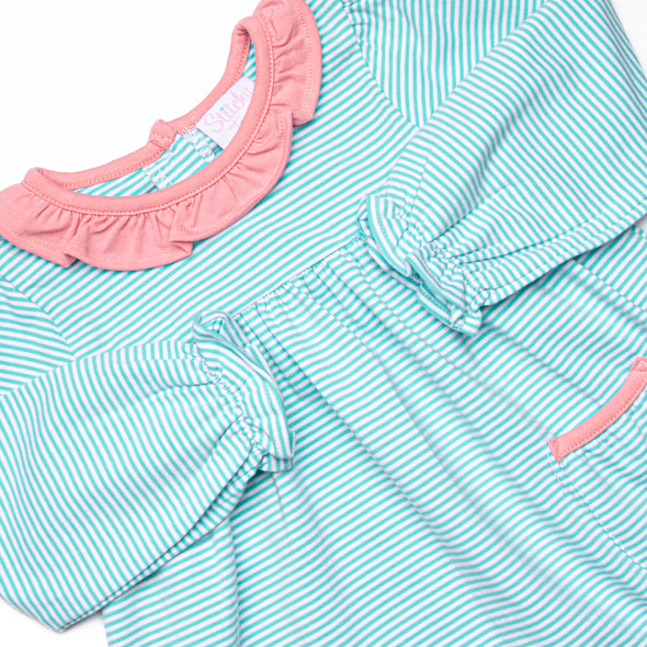 Amelia Legging Set, Pink and Mint Stripe