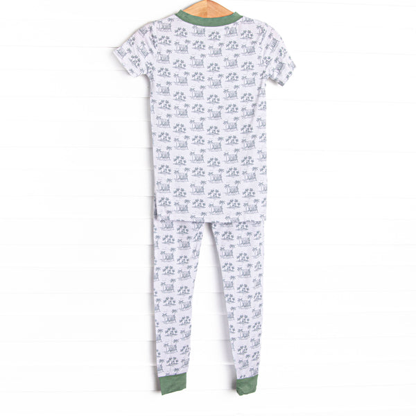 Pacific Palms Bamboo Pajama Short Sleeve Set, Green
