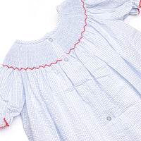 Honor Roll Ready Smocked Bishop Dress, Blue Seersucker
