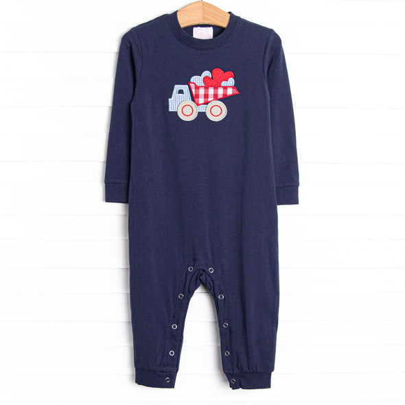Carrying Your Love Applique Romper, Navy