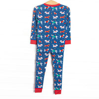Pups and Presents Bamboo Pajama Set, Navy