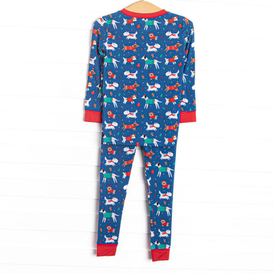 Pups and Presents Bamboo Pajama Set, Navy