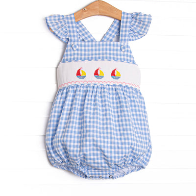 Sailing Into Summer Smocked Bubble, Blue