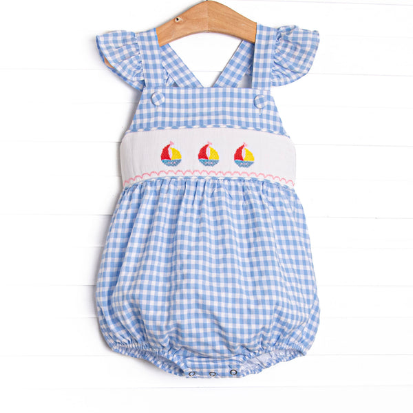 Sailing Into Summer Smocked Bubble, Blue
