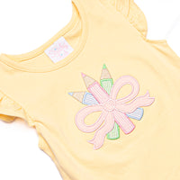 Colored Pencil Pal Applique Ruffle Short Set, Pink