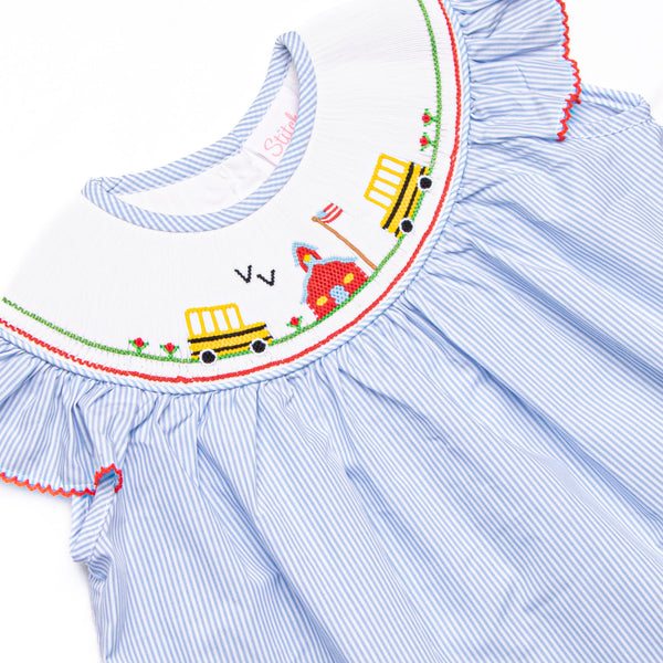 School House Scholar Smocked Ruffle Short Set, Blue