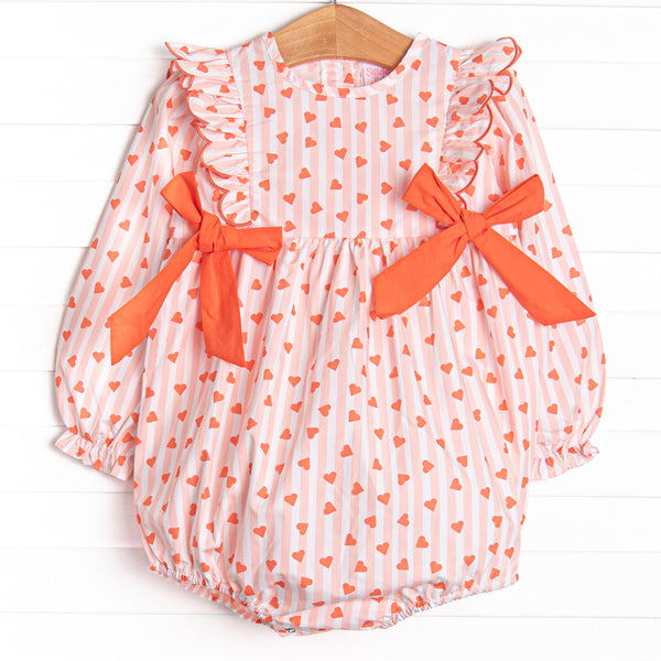 Heart String Stripes Side Tie Bubble, Red