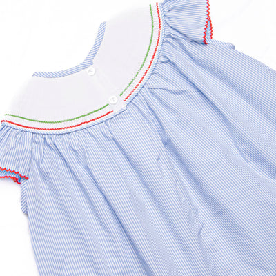 School House Scholar Smocked Ruffle Short Set, Blue