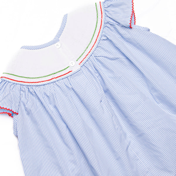School House Scholar Smocked Ruffle Short Set, Blue