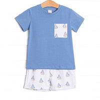 Sea Breeze and Sails Short Set, Blue