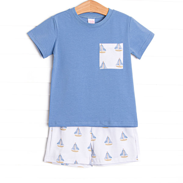 Sea Breeze and Sails Short Set, Blue