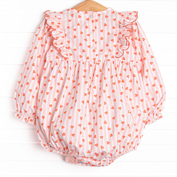 Heart String Stripes Side Tie Bubble, Red