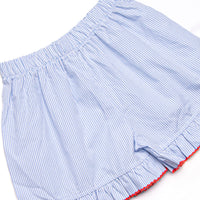 School House Scholar Smocked Ruffle Short Set, Blue