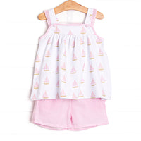 Sea Breeze and Sails Short Set, Pink